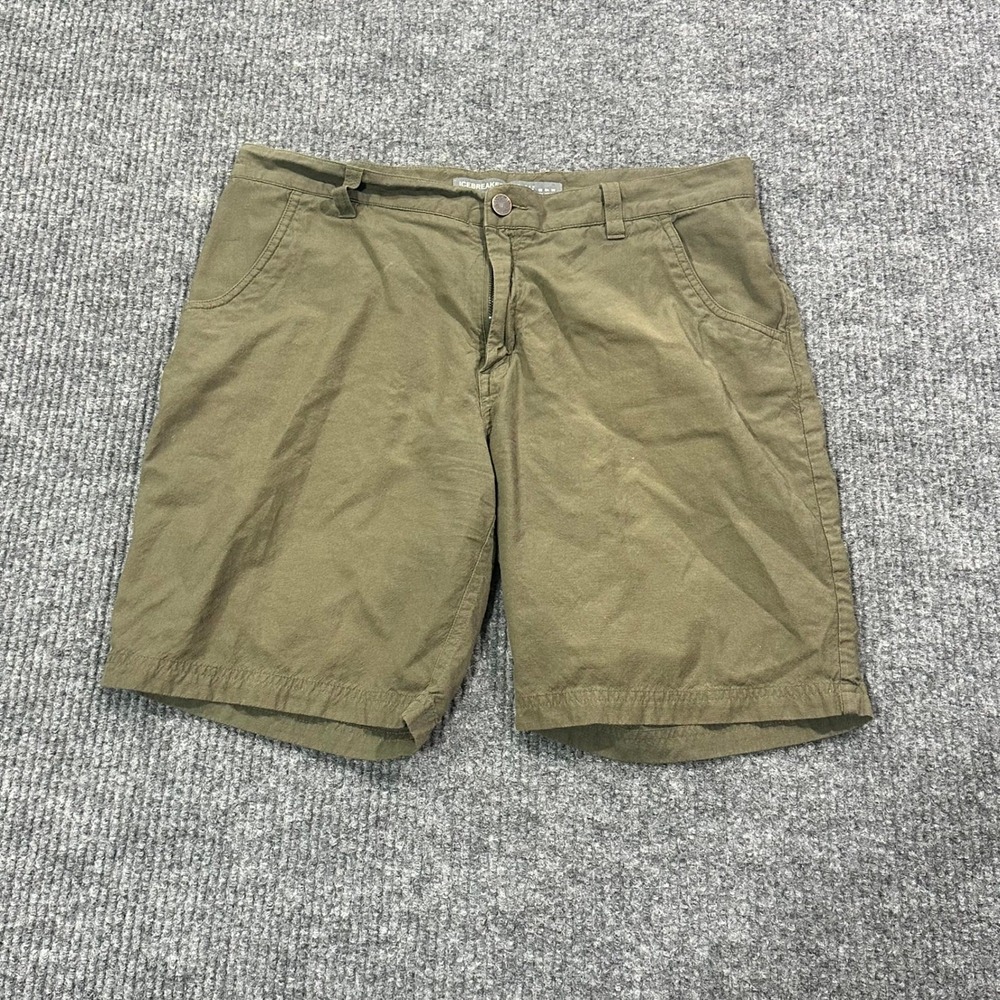 Icebreaker Shorts Mens 34 9" Olive Green Merino Wool Hiking Outdoor